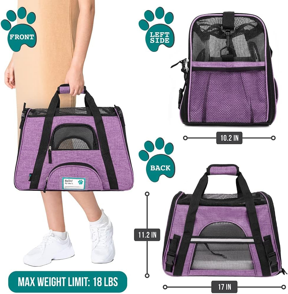 Premium Airline Approved Soft-Sided Pet Travel Carrier | Ventilated, Comfortable Design with Safety Features | Ideal for Small to Medium Sized Cats, Dogs, and Pets