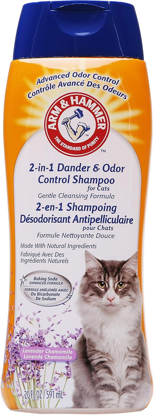 2-In-1 Deodorizing & Dander Reducing Shampoo for Catscat Dander Remover for Cat Dander and Cat Odorsbaking Soda Moisturizes and Deodorizes, Lavender Chamomile Scent 20 Fl Oz`