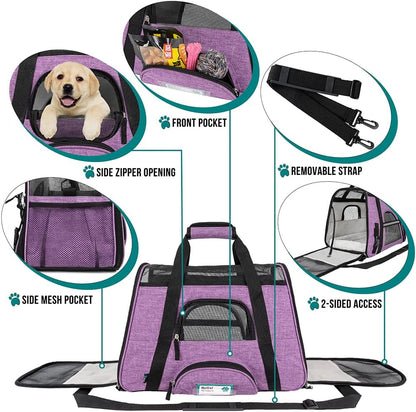 Premium Airline Approved Soft-Sided Pet Travel Carrier | Ventilated, Comfortable Design with Safety Features | Ideal for Small to Medium Sized Cats, Dogs, and Pets